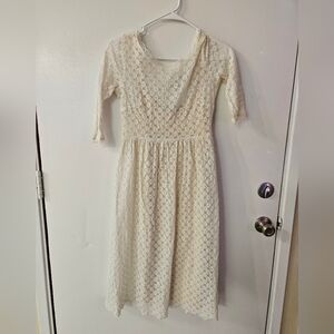 Lily Brown Cream Lace Dress With Slip